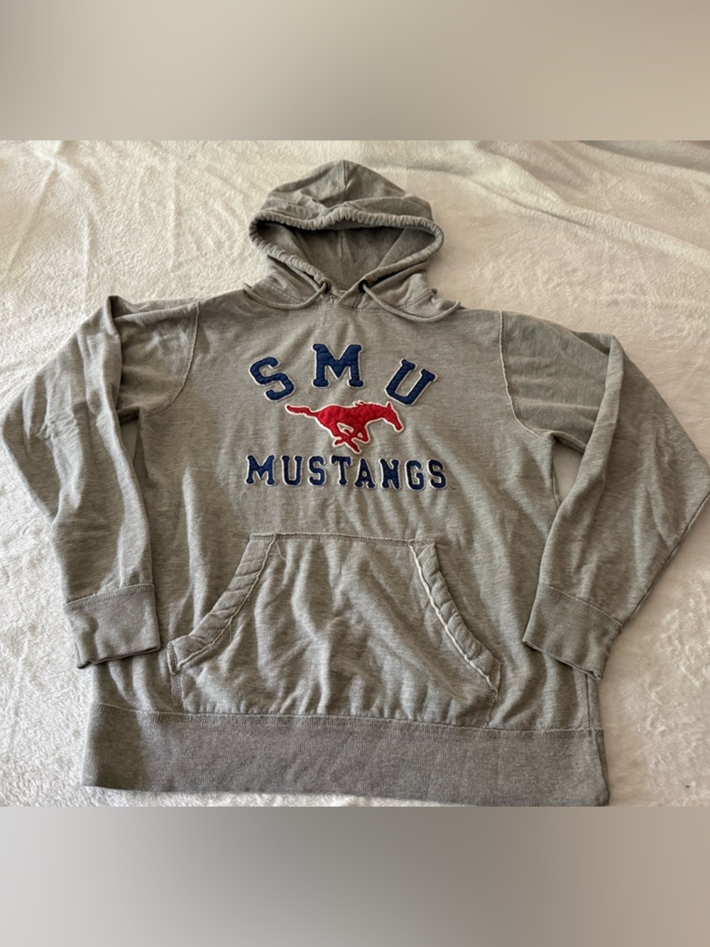 League Collegiate Wear SMU Mustangs Grey Pullover Hoodie L Large